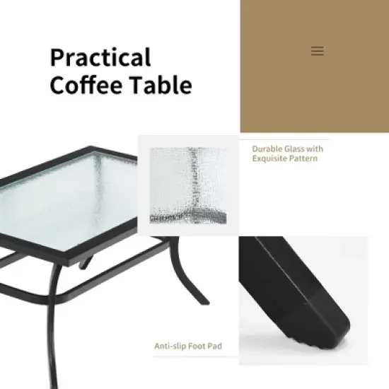 Costway 2 PCS Patio Loveseat with Coffee Table Outdoor Sofa Bench with Cushions image {6}