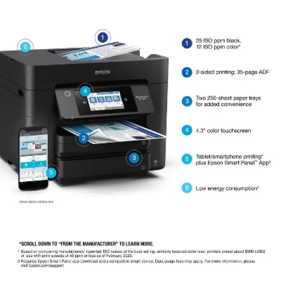 Epson WorkForce Pro WF-4830 Wireless All-in-One Printer - Black: Automatic 2-Sided Printing & Scanner, 500-Sheet Capacity image {3}