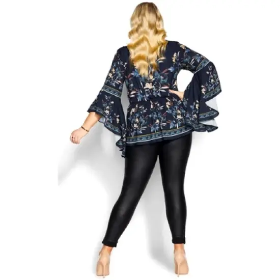 Women's Plus Size  Nova Scarf Top - navy | CITY CHIC image {1}