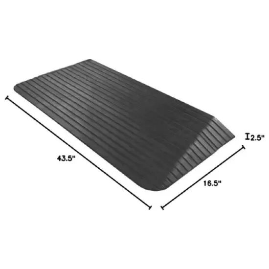 Silver Spring Solid Rubber Threshold Ramp for Wheelchairs, Scooters & More, 2.5" Rise, Black - Heavy-Duty and Portable Doorway Ramps for Mobility Aid image {4}