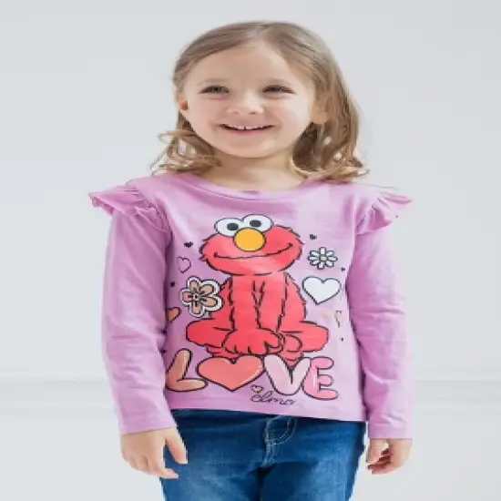 Sesame Street Elmo Girls 2 Pack Peplum Long Sleeve T-Shirts Little Kid image {2}
