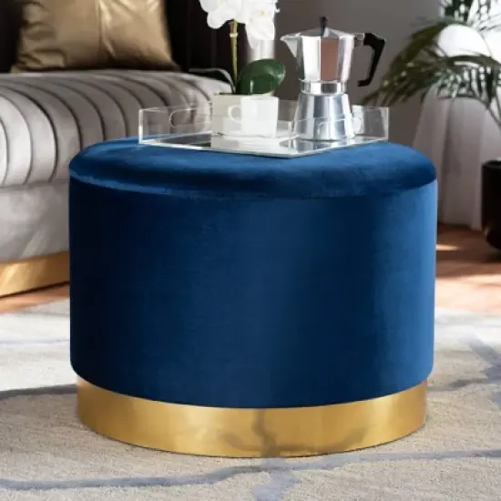 Marisa Velvet Upholstered Storage Ottoman - Baxton Studio image {4}