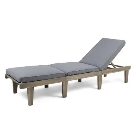 Acacia Wood Patio Chaise Lounge with Water-Resistant Cushion, Outdoor Furniture, Chaise Lounges Outdoor Chairs for Outside -Christopher Knight Home image {4}
