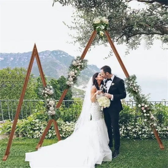 Artloge 2 PCS Heavy Duty Nesting Triangle Wedding Arch Backdrop Stand Ceremony Archway Backdrop Frame for Outdoor Garden Wedding Background Decor image {11}