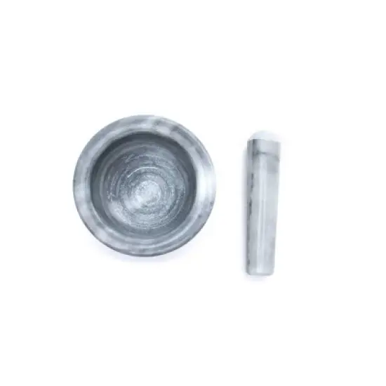 2pc Marble Mortar and Pestle White - Fox Run: 4" Diameter, Hand Wash, 3.2 lbs, Pinch Bowls, Spot Clean, Marble Bowl image {2}