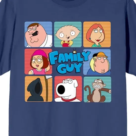 Family Guy Stacked Character Boxes Crew Neck Short Sleeve Navy Women's T-shirt image {1}