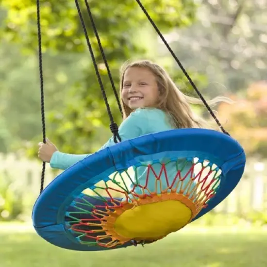 HearthSong 32-Inch FunShine Round Bungee Swing with Adjustable Seat for Kids image {1}