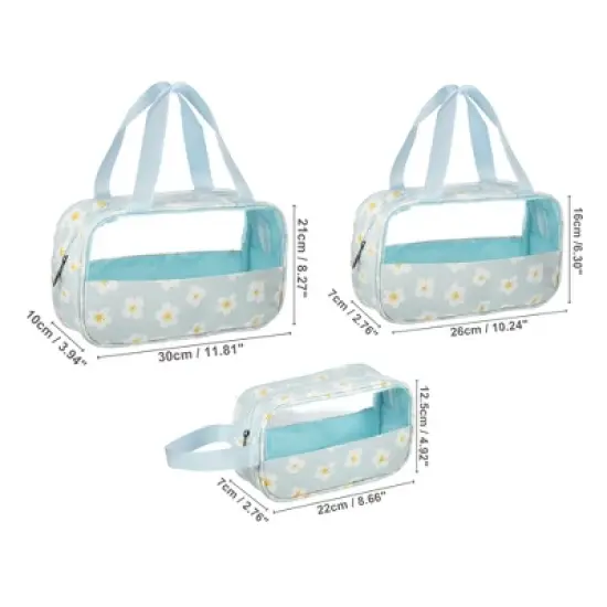 Unique Bargains Women's Durable Makeup Bag Blue 3 Pcs image {1}