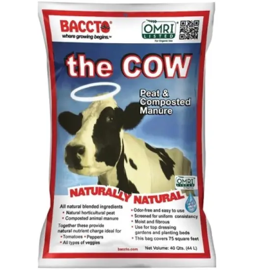 Michigan Peat Baccto 1640 Wholly Cow Horticultural Compost and Manure for Soil Amendment, Lawn Care, & Garden Beds, 40 Quart Bag (3 Pack) image {1}