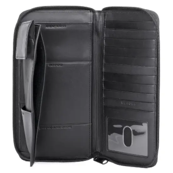Dopp Regatta RFID Blocking Leather Zipper Passport Organizer - Black image {4}