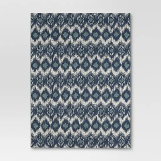Ikat Outdoor Rug Blue - Threshold image {8}
