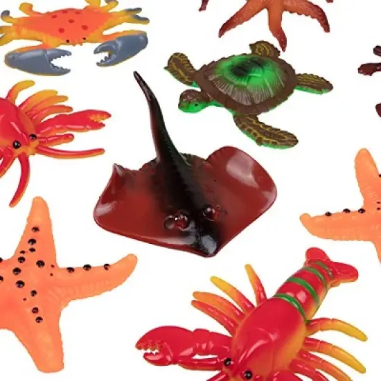 Ocean Life Sea Animal Action Figures 30pc Pack - Giant Bucket of Marine Animals Toy Playset image {1}