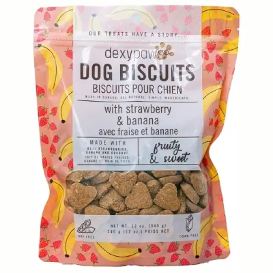 Dexypaws Strawberry, Banana & Coconut Dog Biscuits 12oz - Natural Pet Treats image {7}