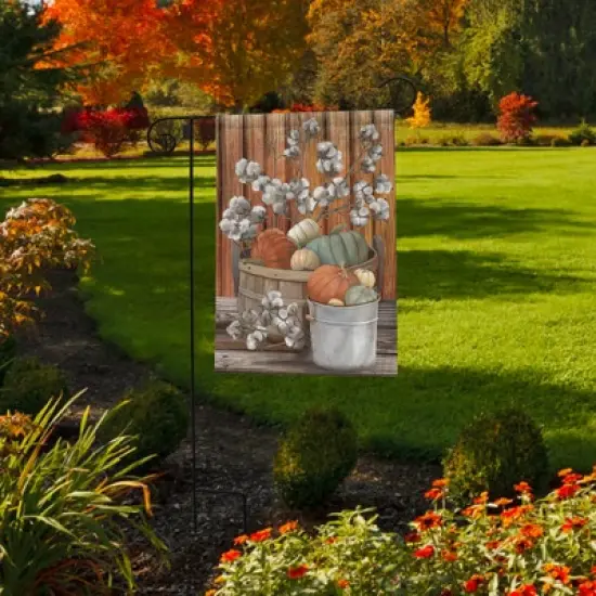 Briarwood Lane Pumpkins and Willows Autumn Garden Flag Primitive Fall Floral 18" x 12.5" image {3}