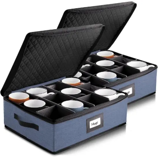 StorageBud Fine China Storage Containers, Durable Dinnerware Storage Set, Hard Shell Quilted Dish Storage Boxes with Felt Dividers image {7}