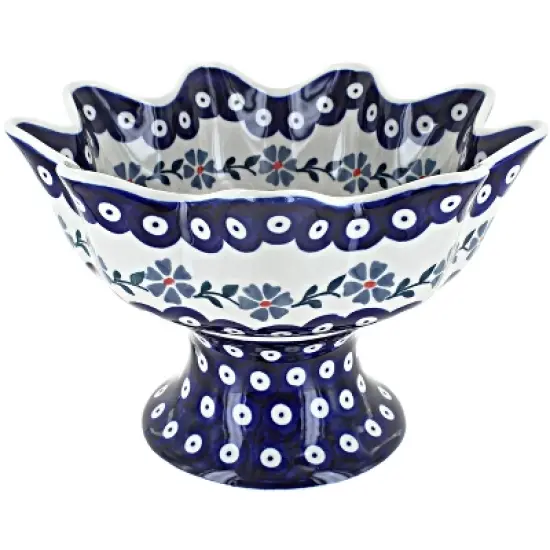Blue Rose Polish Pottery P184 Manufaktura Pedestal Fruit Bowl image {3}