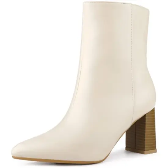 Perphy Women's Pointed Toe Zipper Block Heels Ankle Boots image {10}