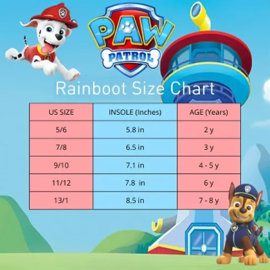 Paw Patrol Marshall and Chase Rubber Rainboots - Waterproof Lightweight Easy On with Easy Pull Handles - Blue (sizes 7-12 Toddler / Little Kid) image {6}
