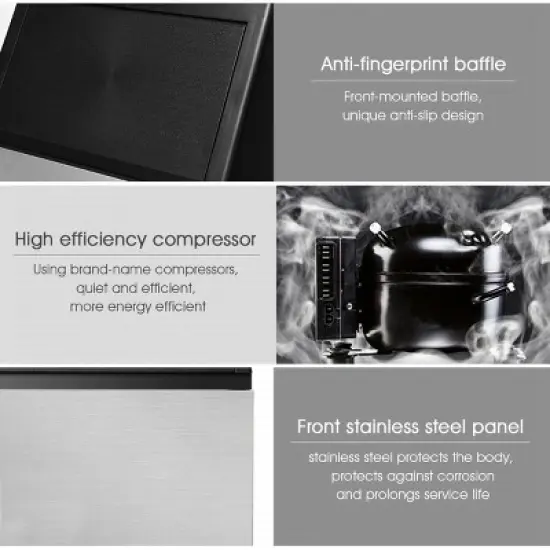 Costway Built-In Stainless Steel Commercial 110Lbs/24H Ice Maker Portable Ice Machine image {5}