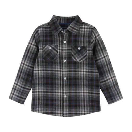 Andy & Evan  Toddler Browns & Blue Plaid Flannel Buttondown image {2}