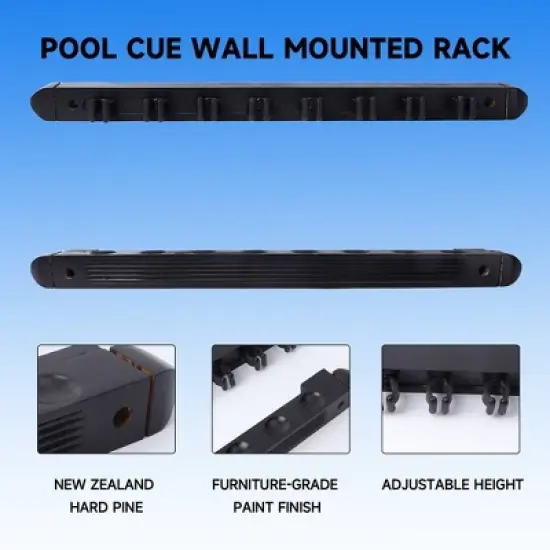 GSE 2-Piece Wood Wall Mounted Pool Cue Rack, Billiard Cue Sticks Wall Rack Set, Holds 8 Pool Cue Sticks image {4}