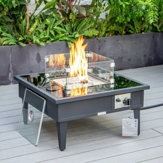 LeisureMod Walbrooke Patio Square Fire Pit and Tank Holder image {2}