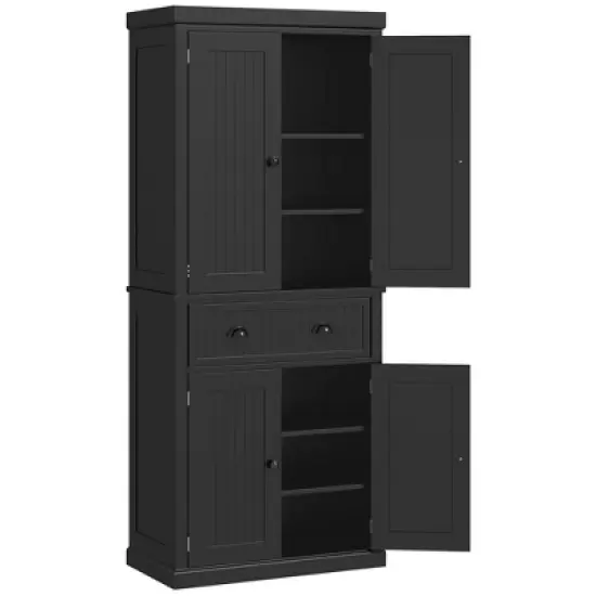 HOMCOM 72" Traditional Freestanding Kitchen Pantry Cabinet Cupboard with Doors and 3 Adjustable Shelves image {3}