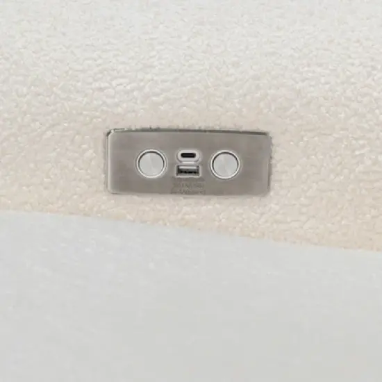 Nursery Works Sunday Power Recliner and Swivel Glider - Chantilly Sherpa/Light Wood Base image {6}