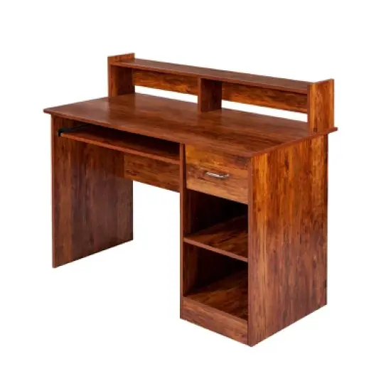 Essential Wood Computer Desk with Hutch - Onespace image {2}