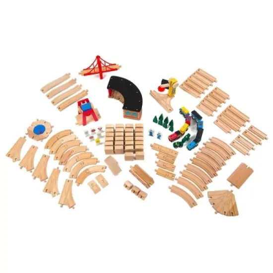 Melissa & Doug Deluxe Wooden Railway Train Set (130+pc) image {3}