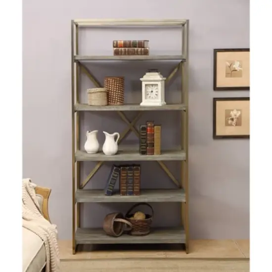 71.5" Huntington Bookcase Weathered Gray - Treasure Trove Accents image {3}