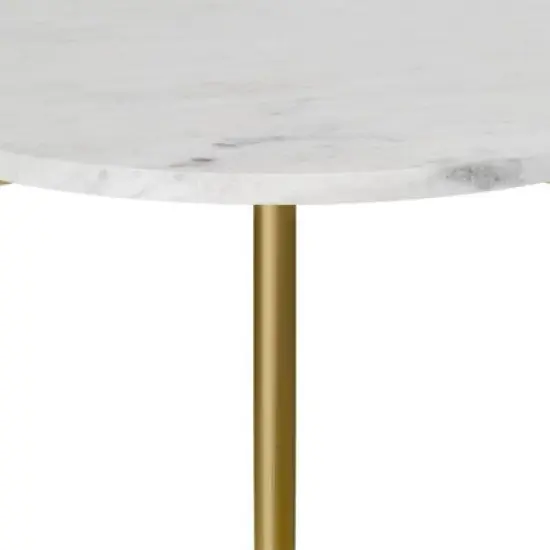 Fleetwood Round Marble and Wood Side Table White/Natural - WyndenHall image {2}