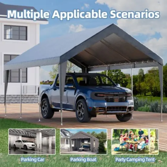 EROMMY Carports 12x20 Heavy Duty,Gray image {5}