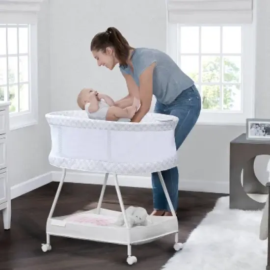 Delta Children Sweet Dreams Bassinet with Airflow Mesh - Gray Infinity image {1}