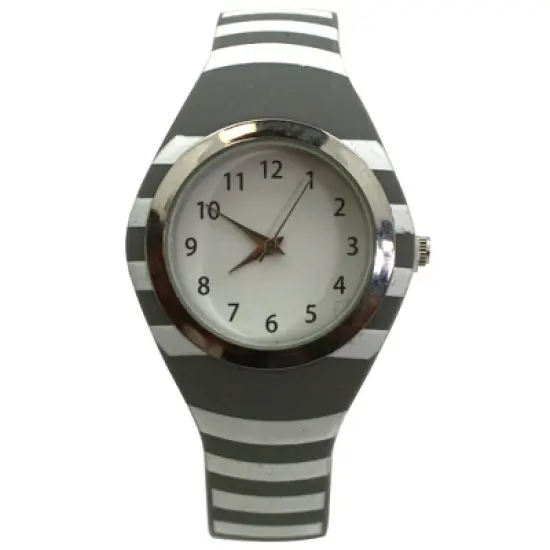 Olivia Pratt Stripped Silicone Band Women Watch image {4}