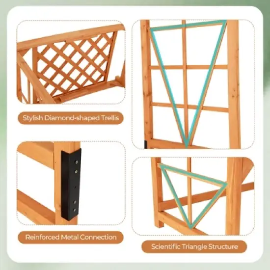 Patio Garden Arbor with Pergola Bench 2 Trellises for Climbing Plants Vines Grapes image {8}
