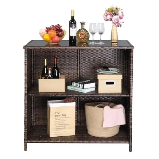 3-Piece Wicker Outdoor Serving Bar Set image {4}