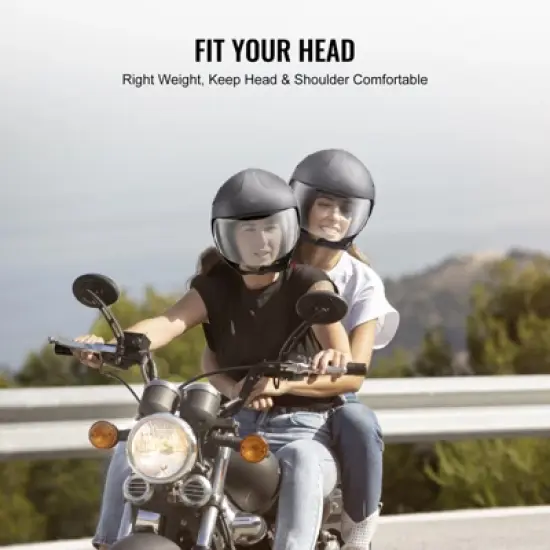 VEVOR Motorcycle Helmet, 3/4-Face, Smart Street ABS & High Density Helmet with Bluetooth Slot & Interchangeable Lens, DOT Approved, Black image {6}
