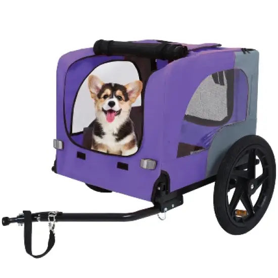 KTMBDW Pet Trailer, Holds Pets Up to 50 or 100 lb, Universal Coupler, Folding Frame, Quick-Release Wheels, Rear Doggy Door, Bike Trailer for Pets image {15}