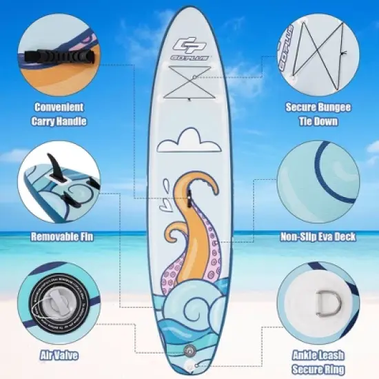 Costway Inflatable Stand Up Paddle Board Surfboard W/Aluminum Paddle Pump image {3}