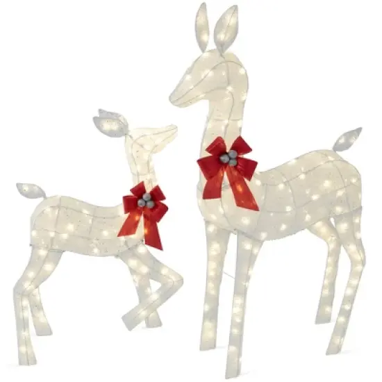 Best Choice Products 2-Piece Lighted Christmas Deer Set Outdoor Yard Decoration with 210 LED Lights, Stakes image {8}