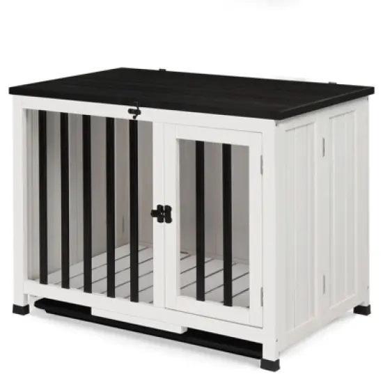 Karl Home Portable Foldable Solid Wood Indoor Cage with Pull Out Tray image {6}