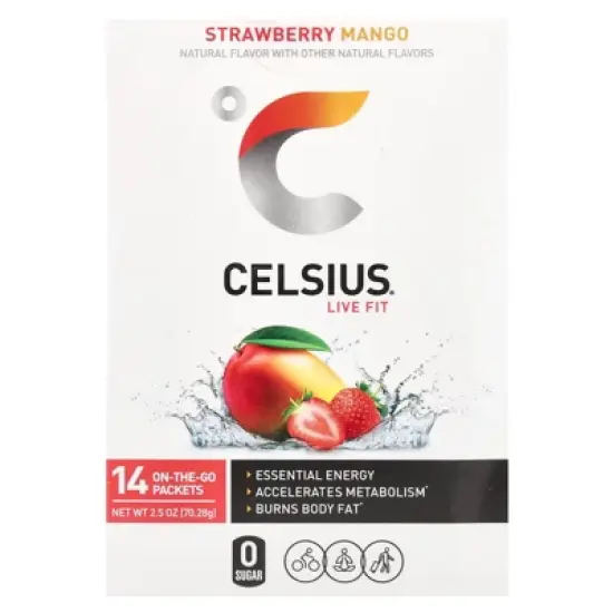 Celsius Live Fit, Strawberry Mango, 14 On-The-Go-Packets, 0.18 oz (5.02 g) Each image {5}
