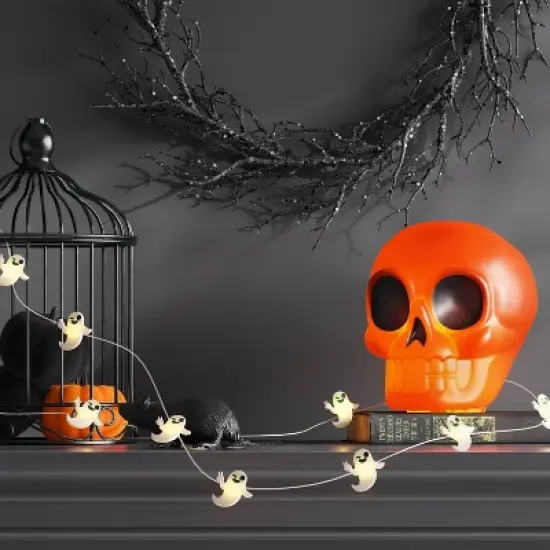 6.5" Lit Skull Halloween Decorative Prop - Hyde and EEK! Boutique&trade; image {1}