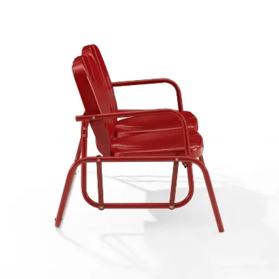 Ridgeland Outdoor Metal Loveseat Glider - Red - Crosley image {5}