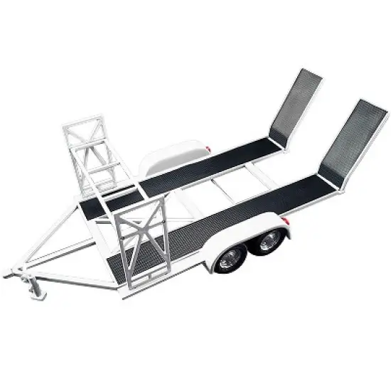 Tandem Car Trailer with Tire Rack White "ACME Exclusive Release" 1/18 Diecast Model by GMP image {1}