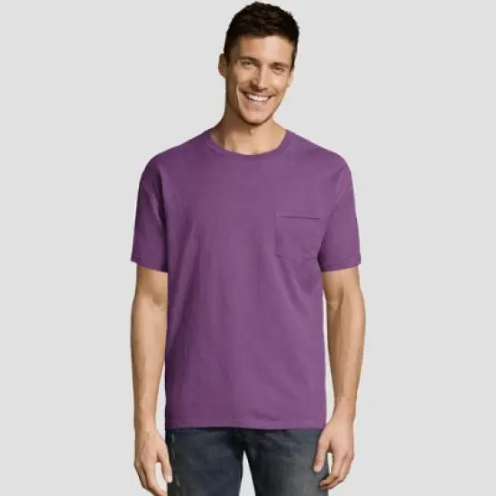 Hanes Men's Short Sleeve 1901 Garment Dyed Pocket T-Shirt image {12}