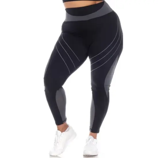 White Mark - Plus Size High-Waist Reflective Piping Fitness Leggings image {4}