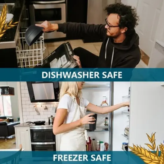 Itopfox 80-Piece Kitchen Plastic Wheat Straw Dinnerware Set, Includes Plates, Cups & Flatware, Dishwasher Safe, Unbreakable for Outdoor Use, Black image {2}