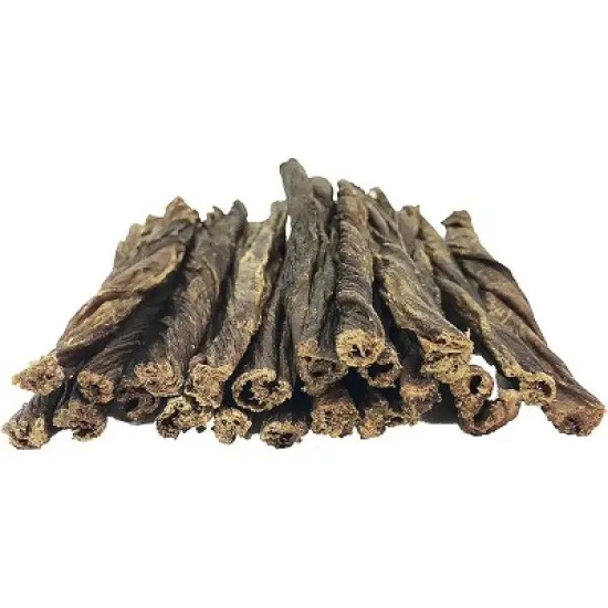 Pawstruck 5" Junior Beef Gullet Bully Sticks for Dogs & Puppies Natural Odorless Jr. Esophagus Treat - Joint Health Mini Thin Jerky Chew Steer Stix image {7}